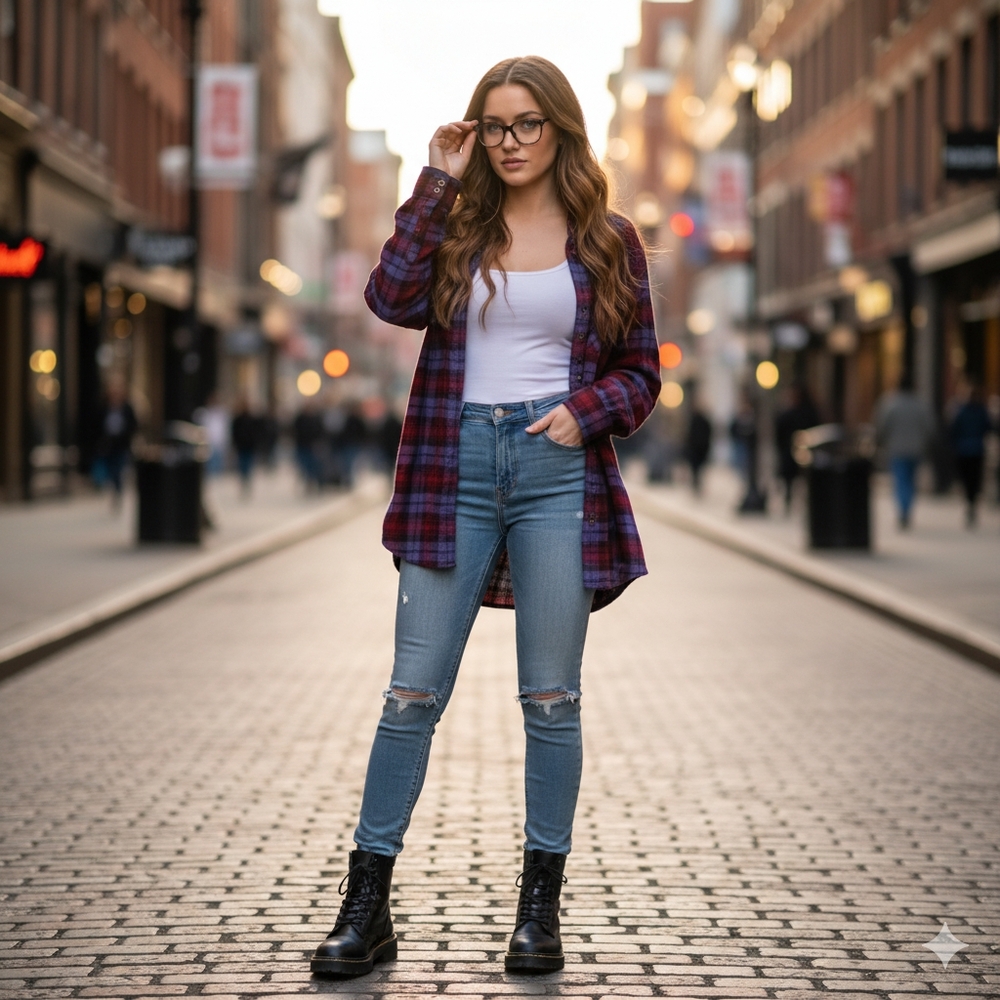 Forever 21 Blue and Maroon Plaid Top
